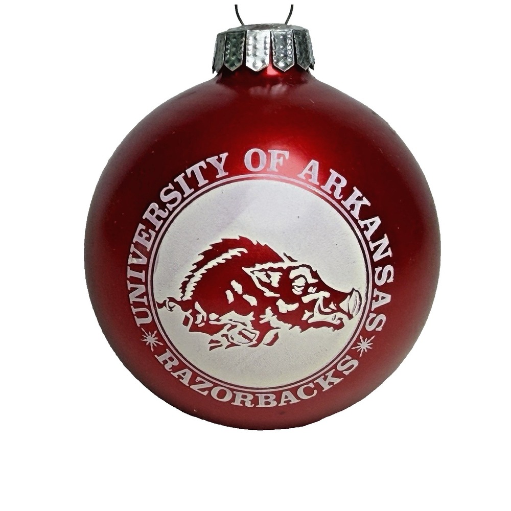 University of Arkansas Razorbacks Blown Glass Ornament Christmas Vintage